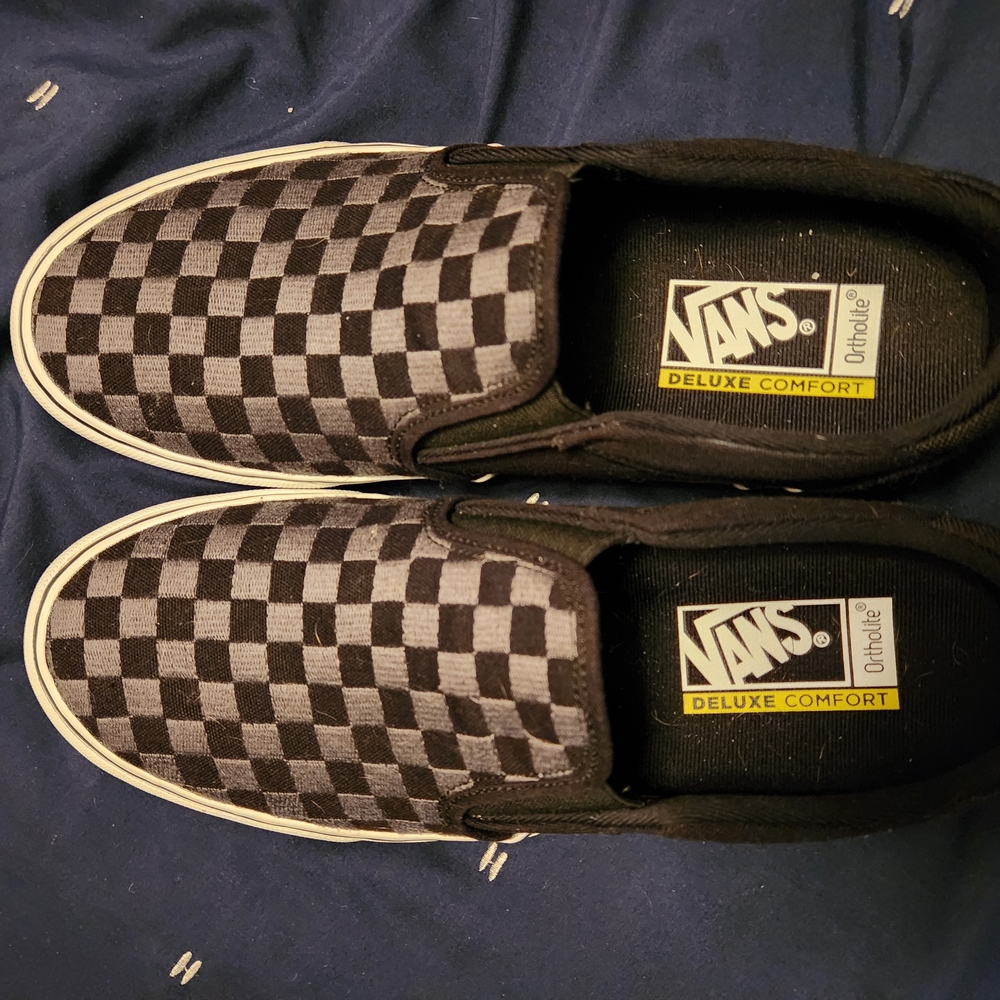 Vans Men's Black Checkered Slip-On Shoes